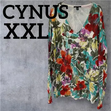 새상품급 CYNUS [ XXL ] 꽃무늬 V넥 긴팔 상의