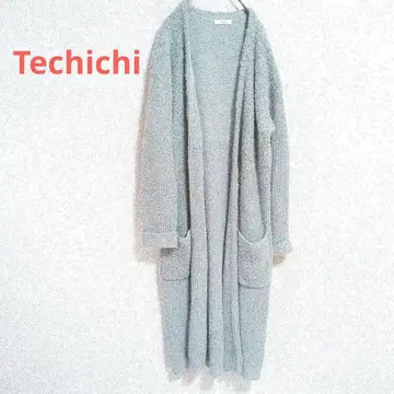 테치치 니트 가디건 알파카 혼방 롱 코디 가디건 복슬복슬 그레이