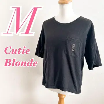 Cutie Blonde M 블랙 반팔 티셔츠 심플 캐주얼
