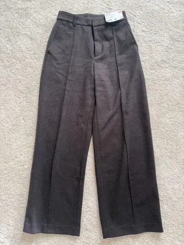 미사용 새상품 UNIQLO 다크 브라운 브러쉬드 저지 와이드 팬츠 S