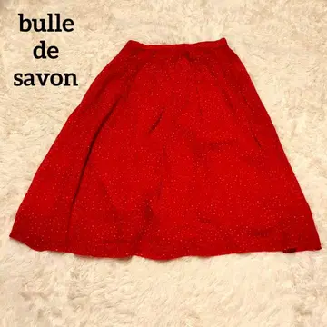 뷔르데사봉 플레어 스커트 울 혼방 쉬폰 이너 스커트 도트 무늬