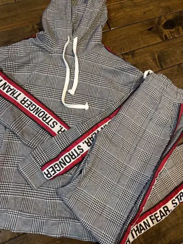 ZARA 체크 무늬 맨투맨 셋업 S