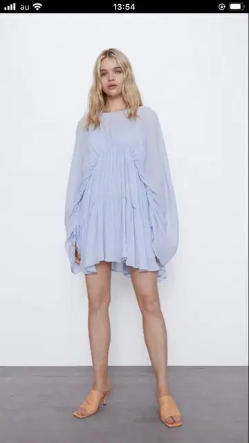 ZARA 라이트 블루 드레이프 디자인 미니 원피스