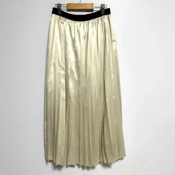 INED 아이보리 새틴풍 플리츠 스커트 9 일본제