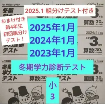 초3 신초4 겨울 학력 진단 테스트 3년분 + 반 편성 테스트 덤 포함