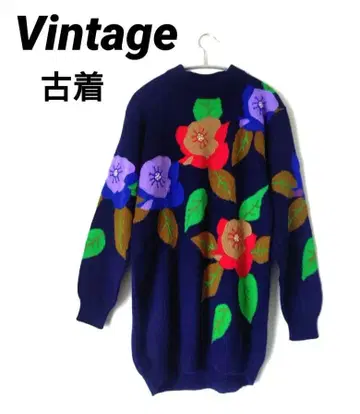 새상품급 빈티지 구제 의류 demisienne 작약 패턴 니트