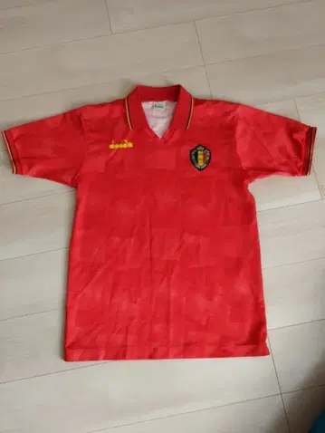 90s 벨기에 대표 diadora 게임 셔츠 자수 빨간색 L