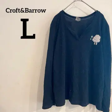 Croft&Barrow [ L ] 긴팔 티셔츠 양 V넥 블랙