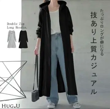 HUG.U 더블 지퍼 롱 코트