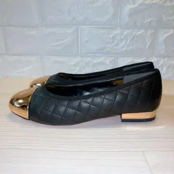 미사용급 Rady 선금 퀼팅 플랫 펌프스 블랙 L