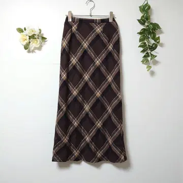 체크 무늬 울 스커트 9호