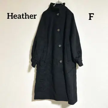 Heather 울 테크 코트 스탠드 넥 롱 기장 심플