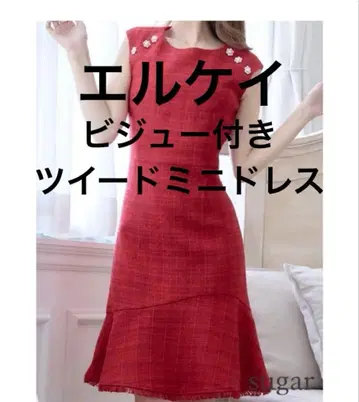 엘르케이/비쥬 트위드 미니 드레스/레드