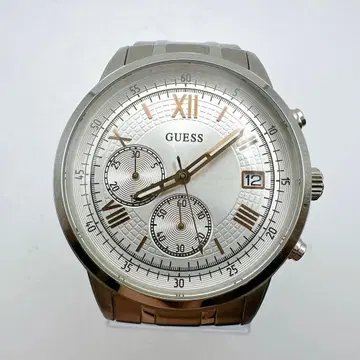 새상품급 작동품 GUESS 게스 남성용 손목시계 크로노그래프 실버 골드