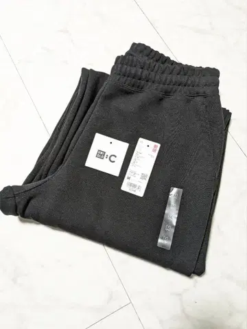 유니클로 C 맨투맨 와이드 팬츠 M 블랙 표시 사이즈