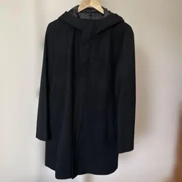 지유 GU 울 블렌드 후드 코트