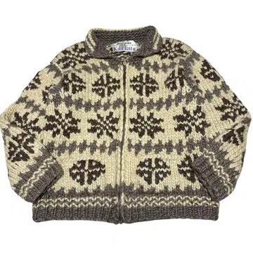 KANATA 카우친 니트 집업 탈론 골드 금장 장식 L 상당