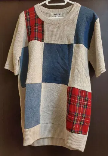 VOGUISH 보기쉬 M 사이즈 반팔 패치워크 니트