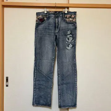 자수 데님 팬츠