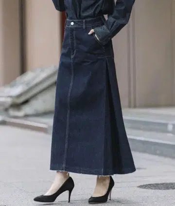 [ 새상품급 ] Munich 12oz 데님 맥시 스커트 네이비 S 일본제