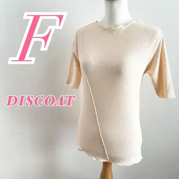 DISCOAT 디스코트 아이보리 5부 소매 리브 니트 스웨터 F 멜로우