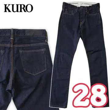 쿠로 KURO 오릭 AULIC 다크 네이비 셀비지 테이퍼드 데님 팬츠