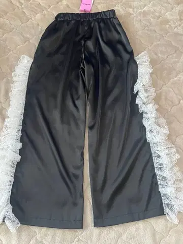 MICROWAVE 블랙 레이스 와이드 팬츠