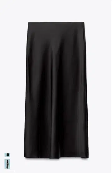 ZARA 새틴 미디 스커트 S 블랙