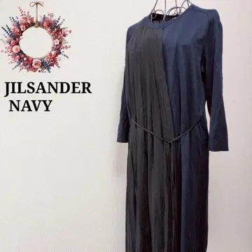 새상품급 질 샌더 네이비 랩 원피스 바이컬러 카슈쿨 34