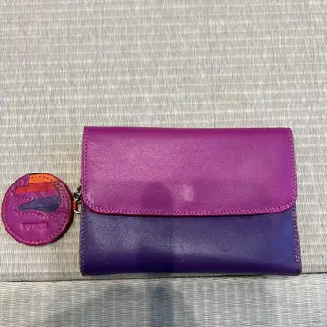 15 마이와릿 보라색과 빨간색 가죽 3단 폴더형 지갑