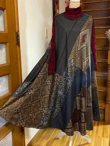 오시마 명주 리메이크 텐트 라인 원피스 류고 입힘