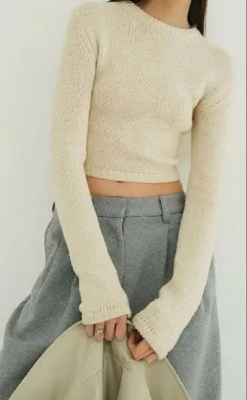 CLANE 코튼 쇼트 니트 탑스 2 아이보리