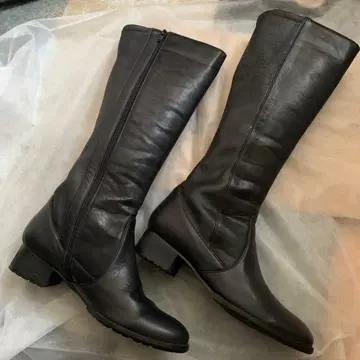 가죽 롱 부츠 블랙 24cm world