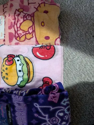 페이스 타월 3개 세트 일광화상 키티 햄버거 쿠로미 마이멜로디 산리오