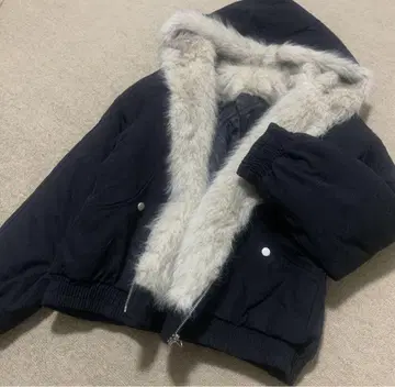 새상품급 Y2K 후드 다운 퍼 다운 캐주얼 블랙 S