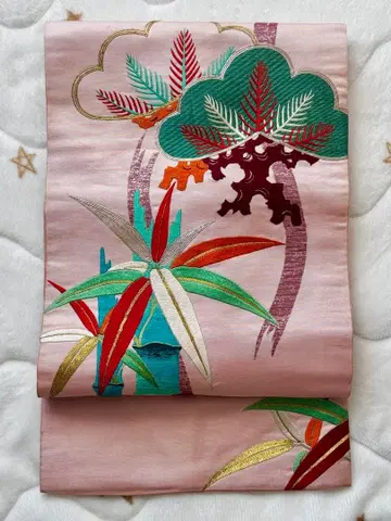 앤티크 오비 수자수 대나무 소나무 나고야 오비 설날에 오비 일본 의류