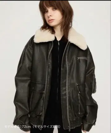 SLY 빈티지 인조 가죽 블루종