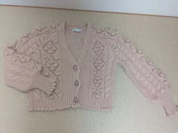 ZARA 팝콘 니트 가디건 핑크