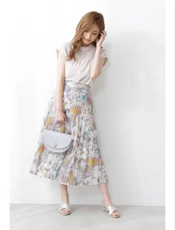 프로포션 바디 드레싱 시어 오간자 플라워 플리츠 스커트 S
