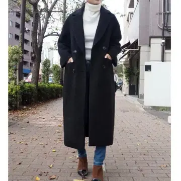 MURUA 무루아 더블 부클레 코트 블랙