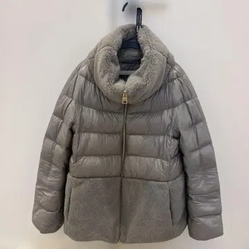 Herno 그레이 후드 부착 다운 자켓