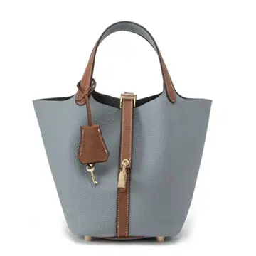 피코탄 락 스타일 큐브 백 복조리 포함 블루 바이컬러