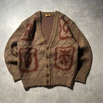 빈티지 베이지 모헤어 털 레트로 유럽인 니트 가디건