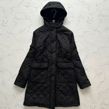매킨토시 영국제 보아 안감 퀼팅 코트 후드 부착 38 블랙