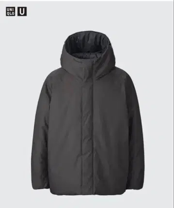 유니클로 U 퍼프 테크 후드티 다크 그레이