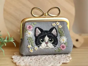 손자수 고양이 리본 가마구치 얼룩 고양이