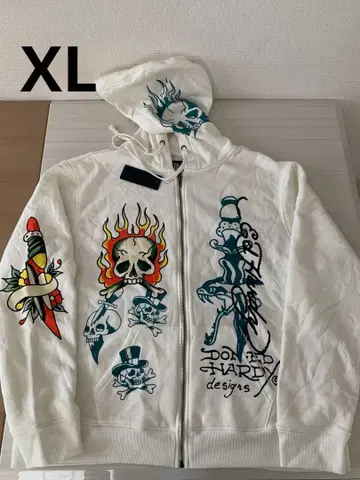 스컬 패턴 겉옷 풀 집업 후드티 속기모 XL 남성용 분장 후드 부착