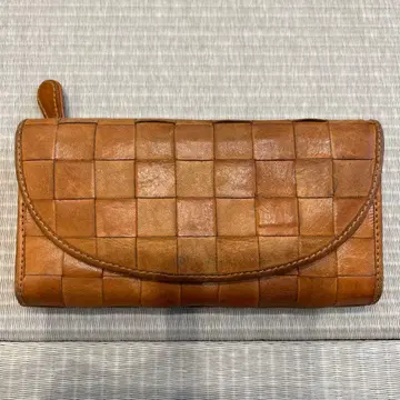 23 브라운 가죽 뜨개질 장지갑