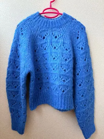 BEAUTY&YOUTH 파랑 레이스 니트 긴팔 니트