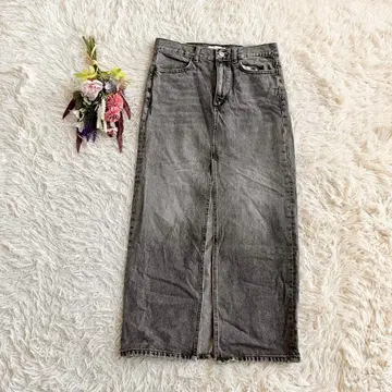 [ ZARA ] 자라 데님 스커트 롱 맥시 슬릿 워시 가공 면